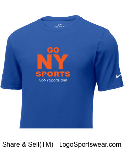 Authentic Nike GoNYSports Royal Dry-Fit T-Shirt w/ Orange Lettering Design Zoom