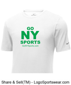 Authentic Nike GoNYSports White Dry-Fit T-Shirt w/ Green Lettering Design Zoom