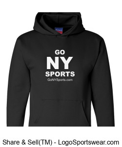 Authentic Champion GoNYSports Black Hoodie w/ White Lettering Design Zoom