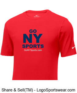 Authentic Nike GoNYSports Red T-Shirt w/ Navy Blue Lettering Design Zoom