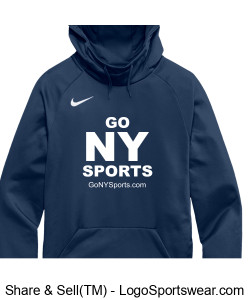 Authentic Nike GoNYSports Navy Blue Hoodie w/ White Lettering Design Zoom