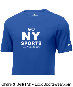 Authentic Nike GoNYSports Royal Blue Dry-Fit T-Shirt w/ White Lettering Design Zoom