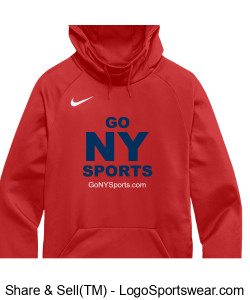 Authentic Nike GoNYSports Red Hoodie w/ Navy Blue Lettering Design Zoom