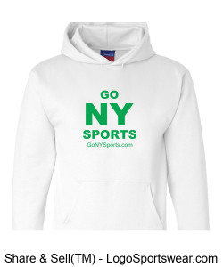 Authentic Champion GoNYSports White Hoodie w/ Green Lettering Design Zoom
